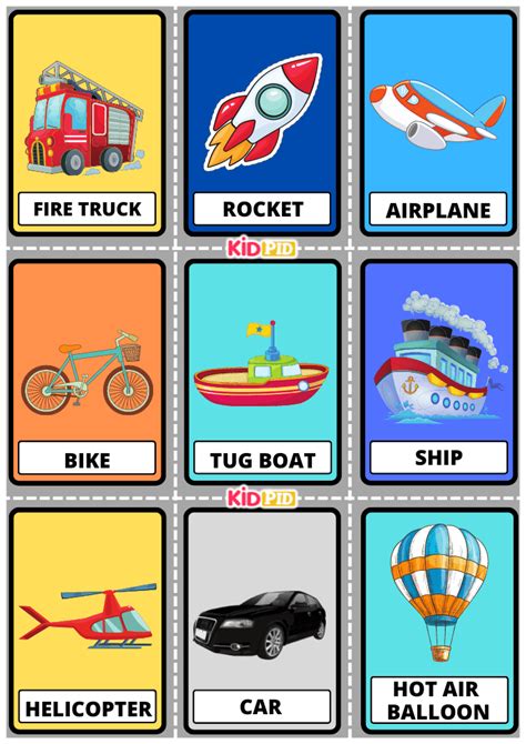 Modes Of Transportation Flashcard Sheets Kidpid