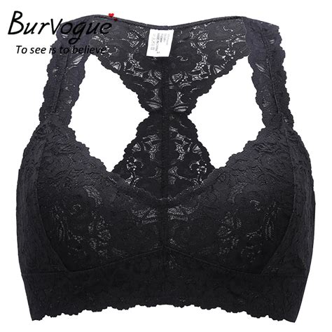 Burvogue Women Breathable Soft Lace Bras Racerback Wireless Push Up