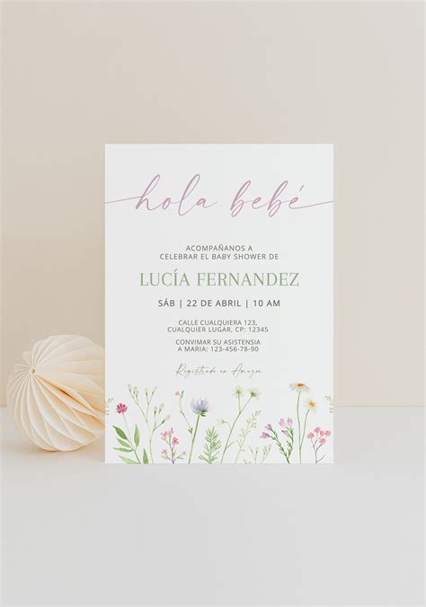 Hola Bebe Baby Shower Invitation Spanish Printable Invitacion Etsy