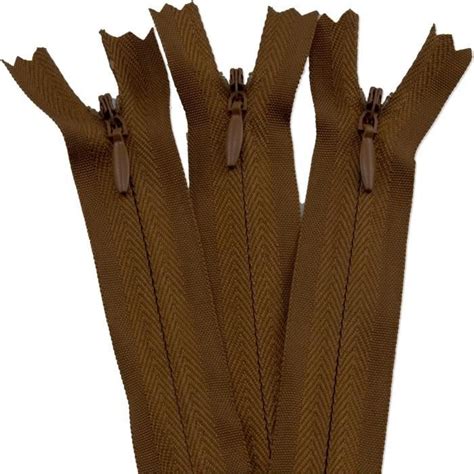 Lot De 3 Fermetures Éclair Invisibles Marron 45 Cm L7113 Cdiscount