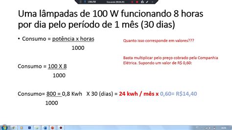 Aula de Ciências 8º ano Cálculo do consumo de energia YouTube