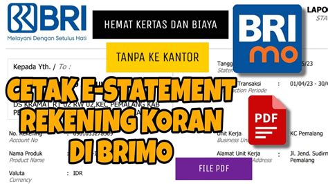 Cetak Rekening Koran E Statement Bri Bisa Di Brimo Loh Sekarang Tanpa