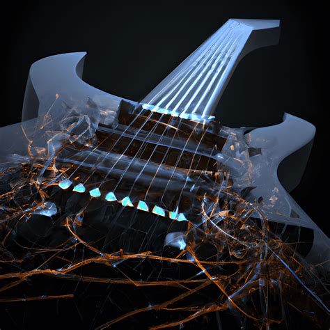 Guitare électrique Squelettique Cosmic Guitar Strings Cinematic Lighting 3d Prop Art · Creative