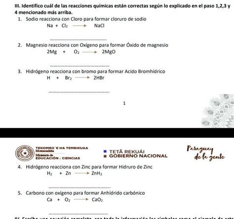 SOLVED Doy corona III Identifico cuál de las reacciones