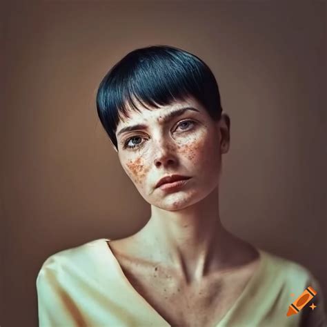 Beautiful Mature Woman With Freckles In A Vintage Style Portrait