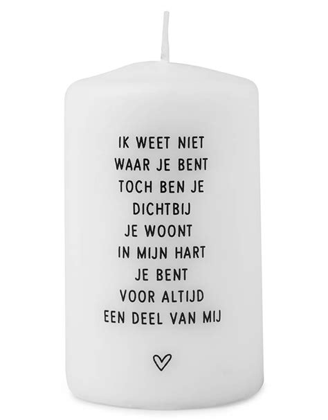 Kaars Met Gedicht Ik Weet Niet Waar Je Bent