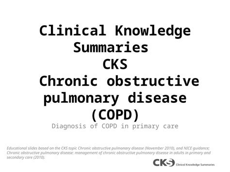 PPT Clinical Knowledge Summaries CKS Chronic Obstructive Pulmonary