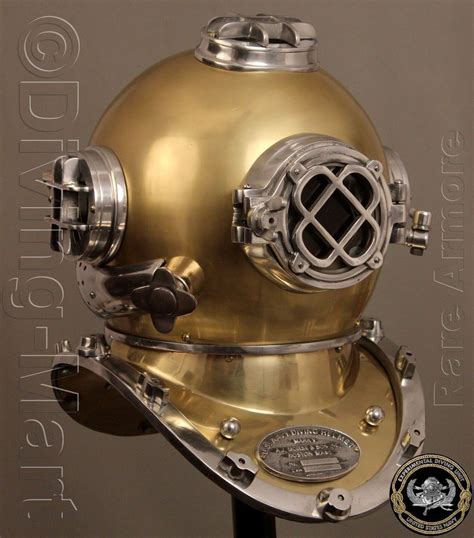 Antique U S Navy Mark V Solid Steel Brass Diving Divers Helmet Full