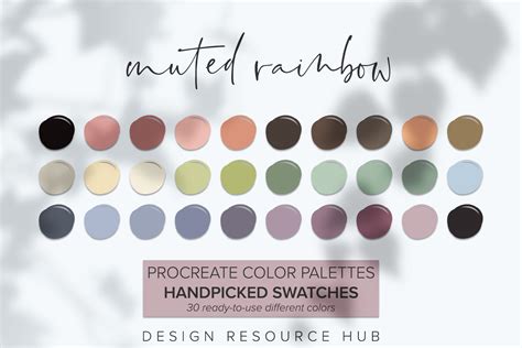 Procreate Color Palette Muted Rainbow Gráfico por Design Resource Hub