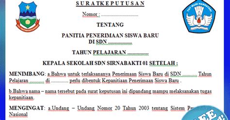 Contoh Sk Panitia Penerimaan Siswa Baru