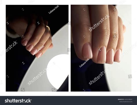 Nude Square Nails Style Natural Stock Photo 1610199691 Shutterstock