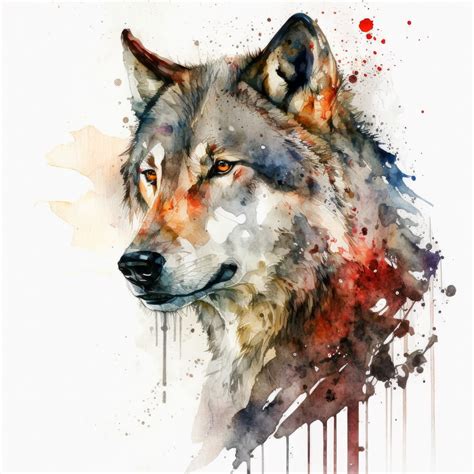 Artstation Wolf Portrait Watercolor Painting 5