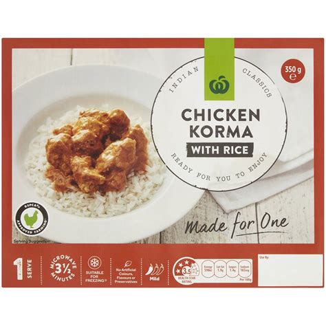 Woolworths Chicken Korma With Basmati Rice 350g Woolworths