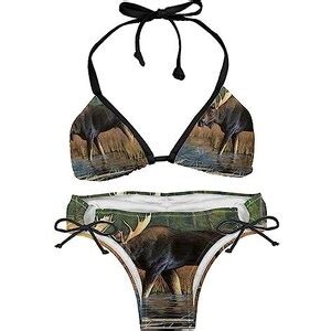 Suojapuku Bikini Da Donna Costume Da Bagno A Due Pezzi Alce Della Fauna Selvatica Del Fiume