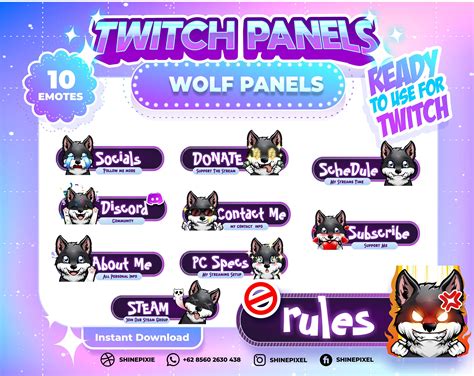 Wolf Twitch Panels 10 Twitch Profile Panel Wolf Panels For Etsy Australia