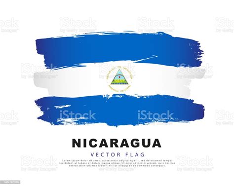 Vetores De Bandeira Da Nicarágua Pinceladas Azuis E Brancas Desenhadas À Mão Ilustração Do Vetor