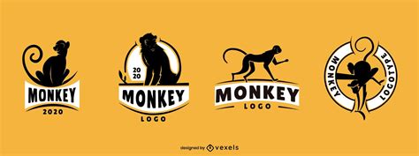 Monkey Logo Design Set Vector Download