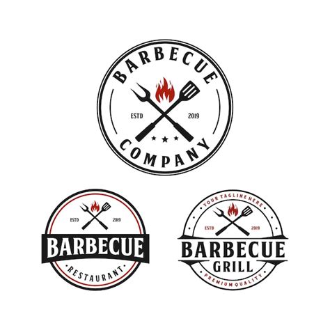 Barbecue Création De Logo Vintage Steak House Vecteur Premium