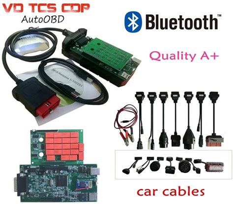 DHL Verde PCB Nuevo Vci VD TCS CDP Con Bluetooth Con Coche Cables Pro