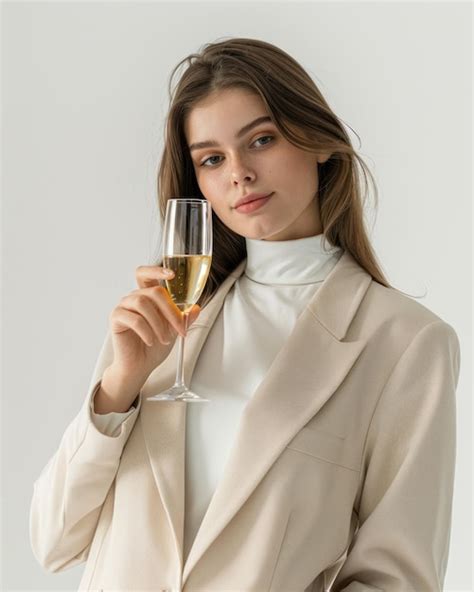 A Woman Holding A Glass Of Wine And A Glass Of Wine Premium Ai