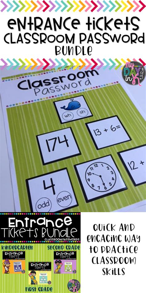 Entrance Tickets And Classroom Passwords Bundle Daily Entrance Tickets K 2 Classroom Creative