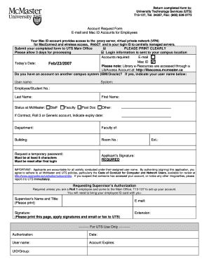 Fillable Online Mcmaster Request Form Mcmaster University Mcmaster