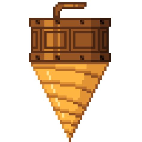 An 8 Bit Retro Styled Pixel Art Illustration Of A Golden Drill 19797305 Png