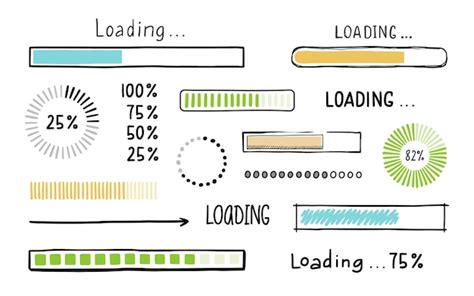 Premium Vector Loading Bar Doodle Element Set Hand Drawn Line Sketch