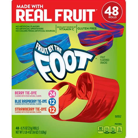 Fruit By The Foot Snacks Berry Tie Dye And Strawberry Variety Pack 48 Ct