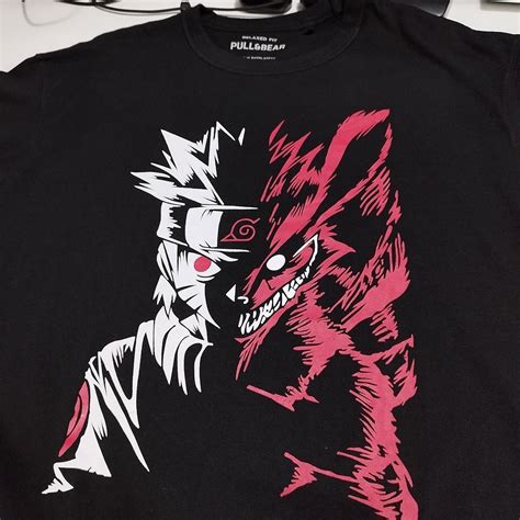 Half Naruto Half Kurama Pull Bear Anime Boxy T Shirt Men S Fashion