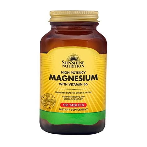 Sunshine Nutrition High Potency Magnesium With Vitamin B6 100 Tablets