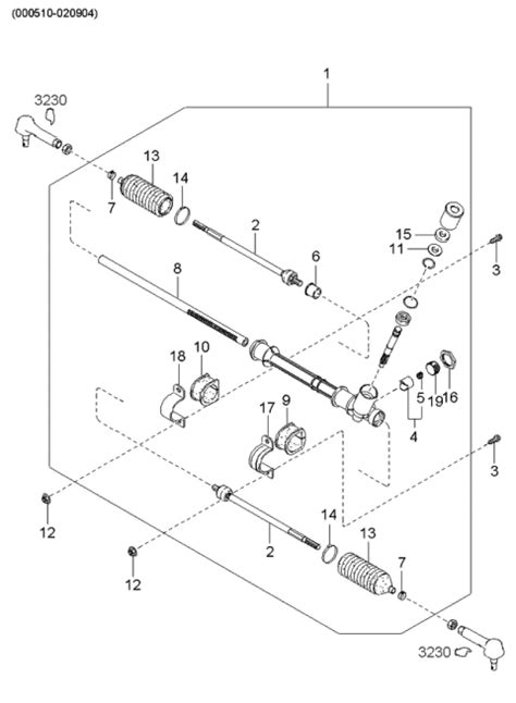 Steering Gear 2003 Kia Rio