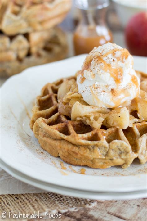 Cinnamon Apple Pie Waffles With Caramel Swirl Whipped Cream