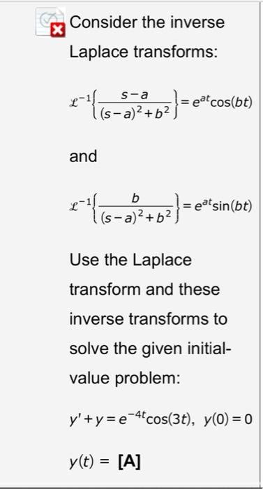 Solved Consider The Inverse Laplace Transforms