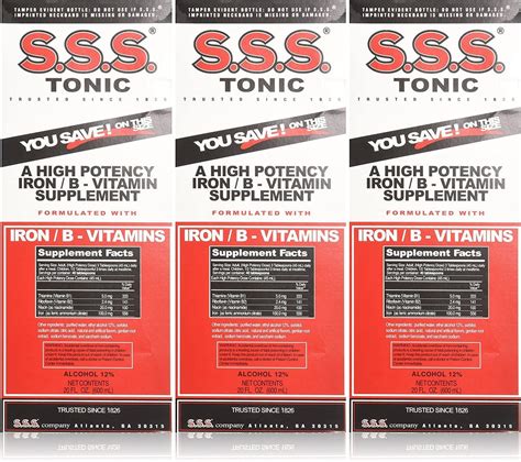 Sss Tonic Liquid A High Potency Iron B Vitamin Supplement 20 Fl