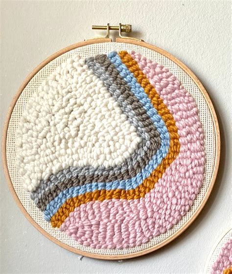 Punch Needle Wall Art Modern Nursery Decor Embroidery Hoop Fiber Art