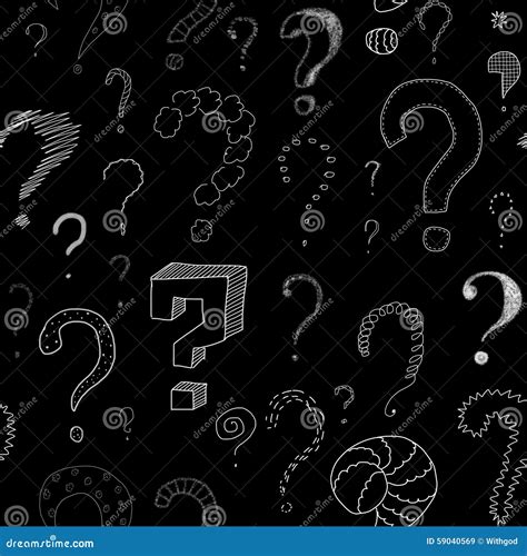 Lots Of Question Marks On Blackboard Seamless Pattern Stock