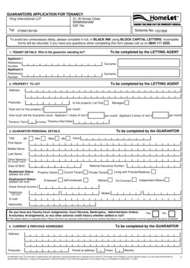 Fillable Online Guarantor Application King International Fax Email