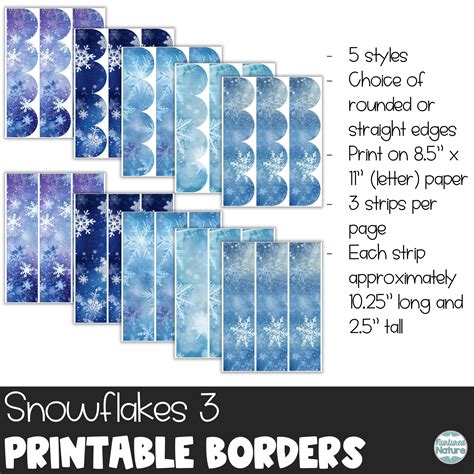 Winter Bulletin Board Borders Printable for January - Blue Snowflakes 3 | Made By Teachers