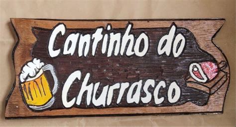 Placa Decorativa cantinho do Churrasco Madeira Maciça Elo7