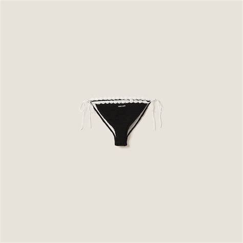 Black Cotton Bikini Panties With Logo Miu Miu