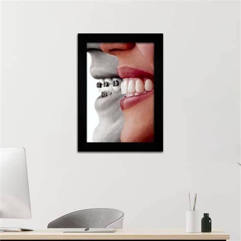 Quadro Decorativo Ilustração Dentes Black Vintage