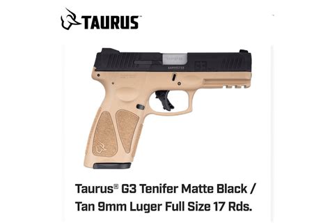 Taurus G3 9mm 17 1 Rounds Striker Fired Pistol In Tan Polymer Frame And Black Tenifer Slide