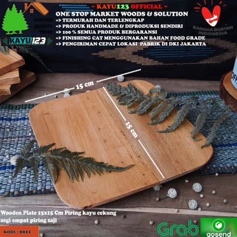 Jual Wooden Plate Piring Kayu 15x15 Cm Piring Kayu Cekung Pesegi