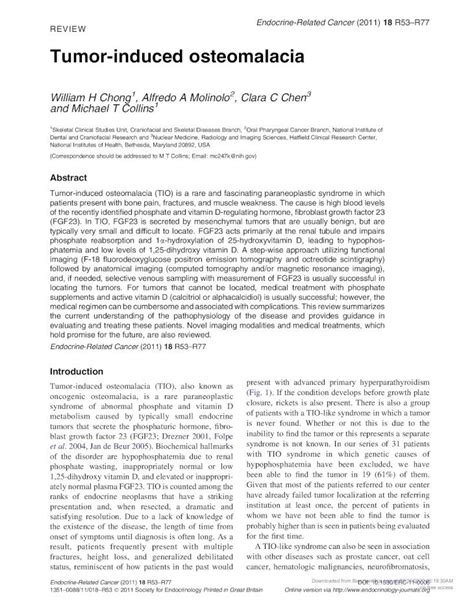 Pdf Tumor Induced Osteomalacia · Tumor Induced Osteomalacia Tio Is