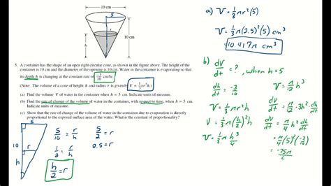 Calculus AP Question Cones And Related Rates YouTube