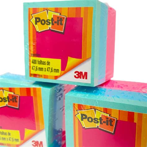 Post It Bloco Auto Adesivo 400 Folhas 3 Blocos Cubinho Ultra