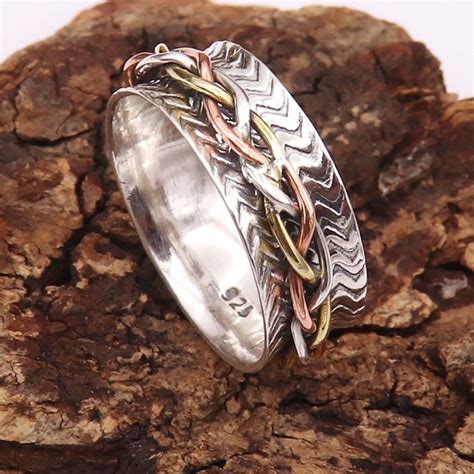 Silver Ring Spinner Ring Solid 925 Sterling Silver Spinner Etsy