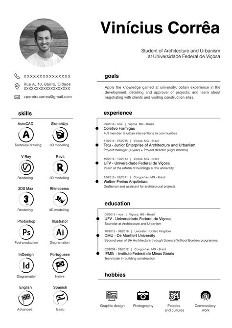 Cv Resum Vin Cius Corr A In Resume Design Creative Graphic