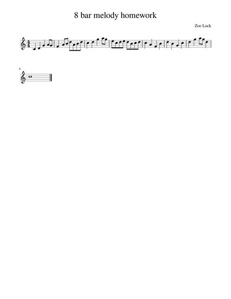 8 Bar Melody Homework Sheet Music For Marimba Solo